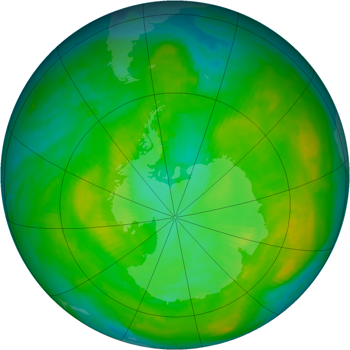 Antarctic ozone map for 01 January 1981